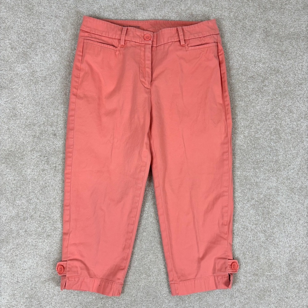 Talbots Perfect Skimmer Pants Womens 2P Coral Pink Cropped Cotton Stretch 23147